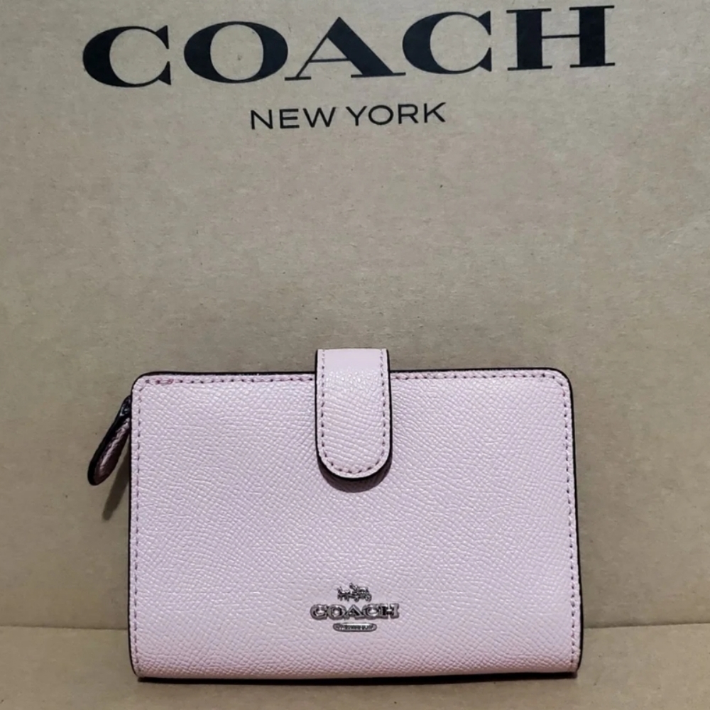 COACH Light Pink Crossgrain Leather Wallet